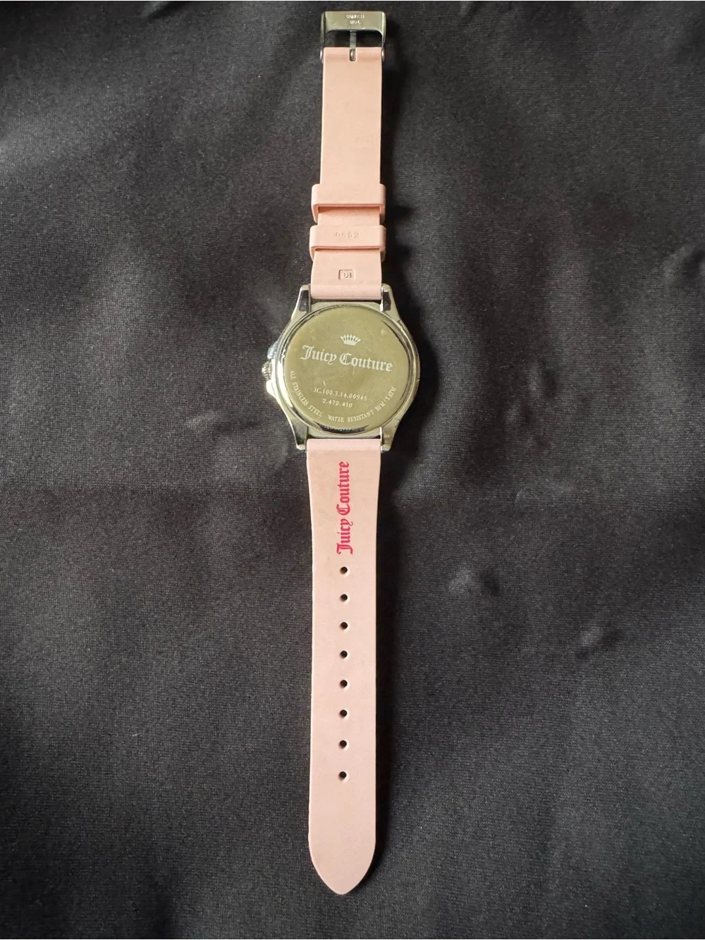Juicy Couture Light Pink Silicone Strap Logo Back Watch